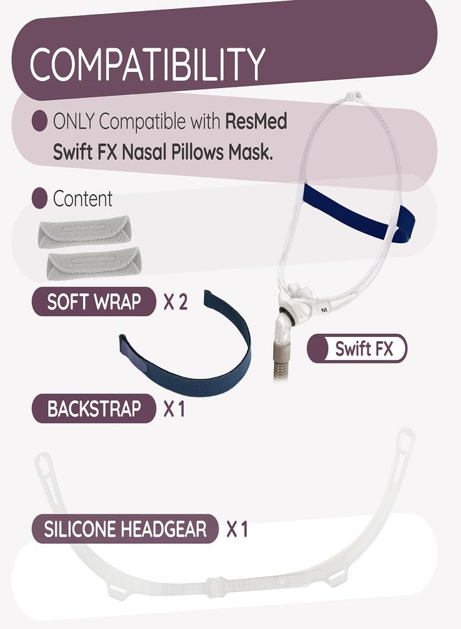 Ximoon FX CPAP Headgear Strap Compatible with Resmed Swift FX Nasal Pillows CPAP Mask- Adjustable Headgear C Pap Replacement Supplies Part for Swift FX - Image 5